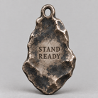 Ares charm, personalized back engraving example: STAND READY