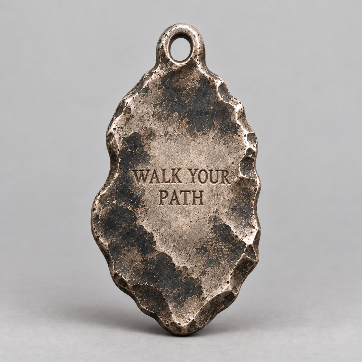 Artemis charm, personalized back engraving example: WALK YOUR PATH