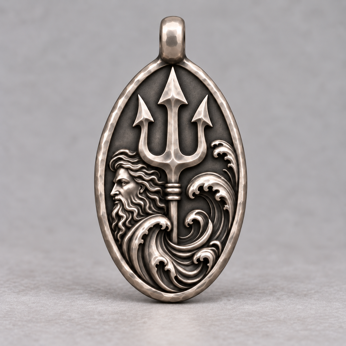 Poseidon upgraded mythology pendant front; design visualization