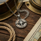 Nautical Compass 925 Silver Pendant, lifestyle display