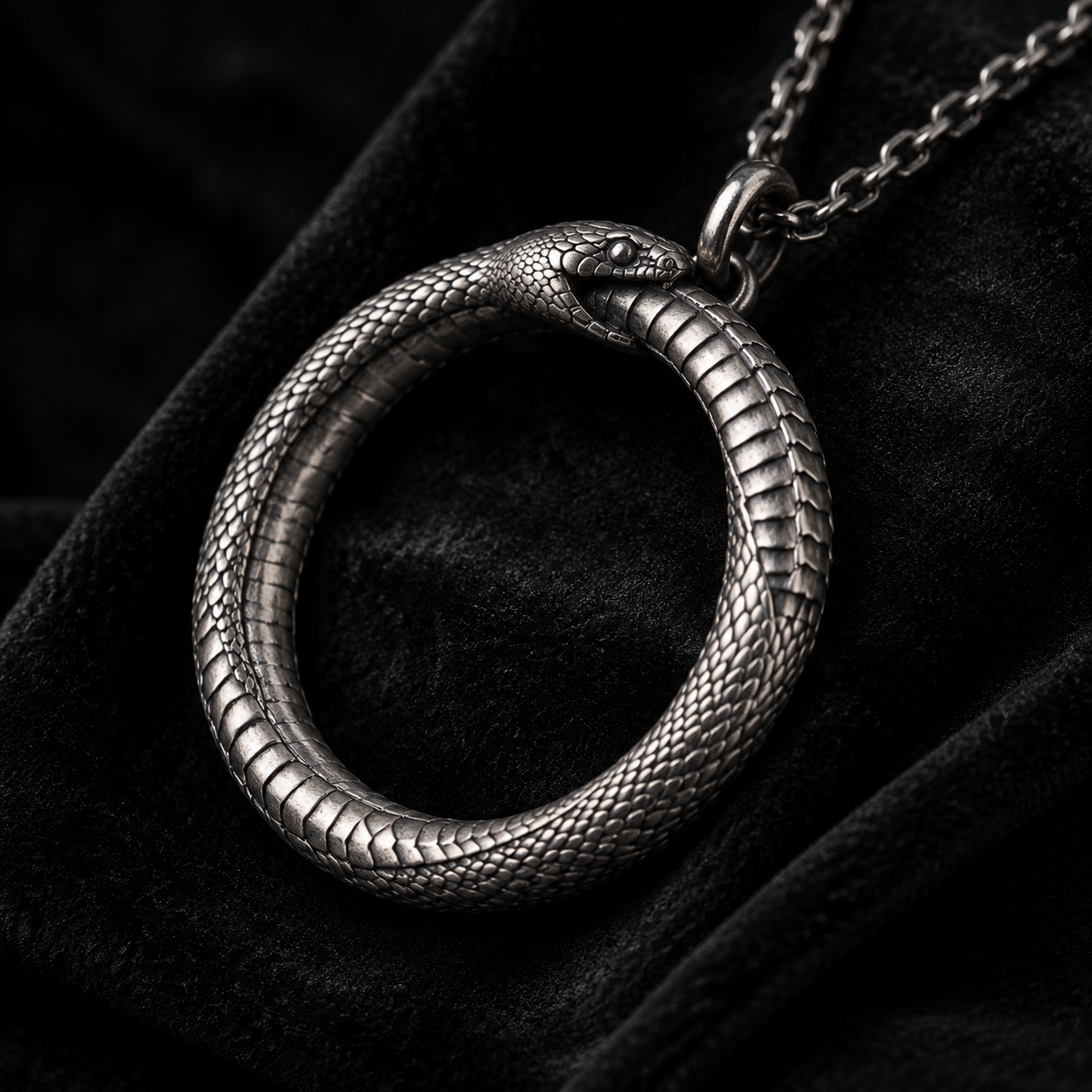 Ouroboros Serpent Circle Pendant, alternate front view