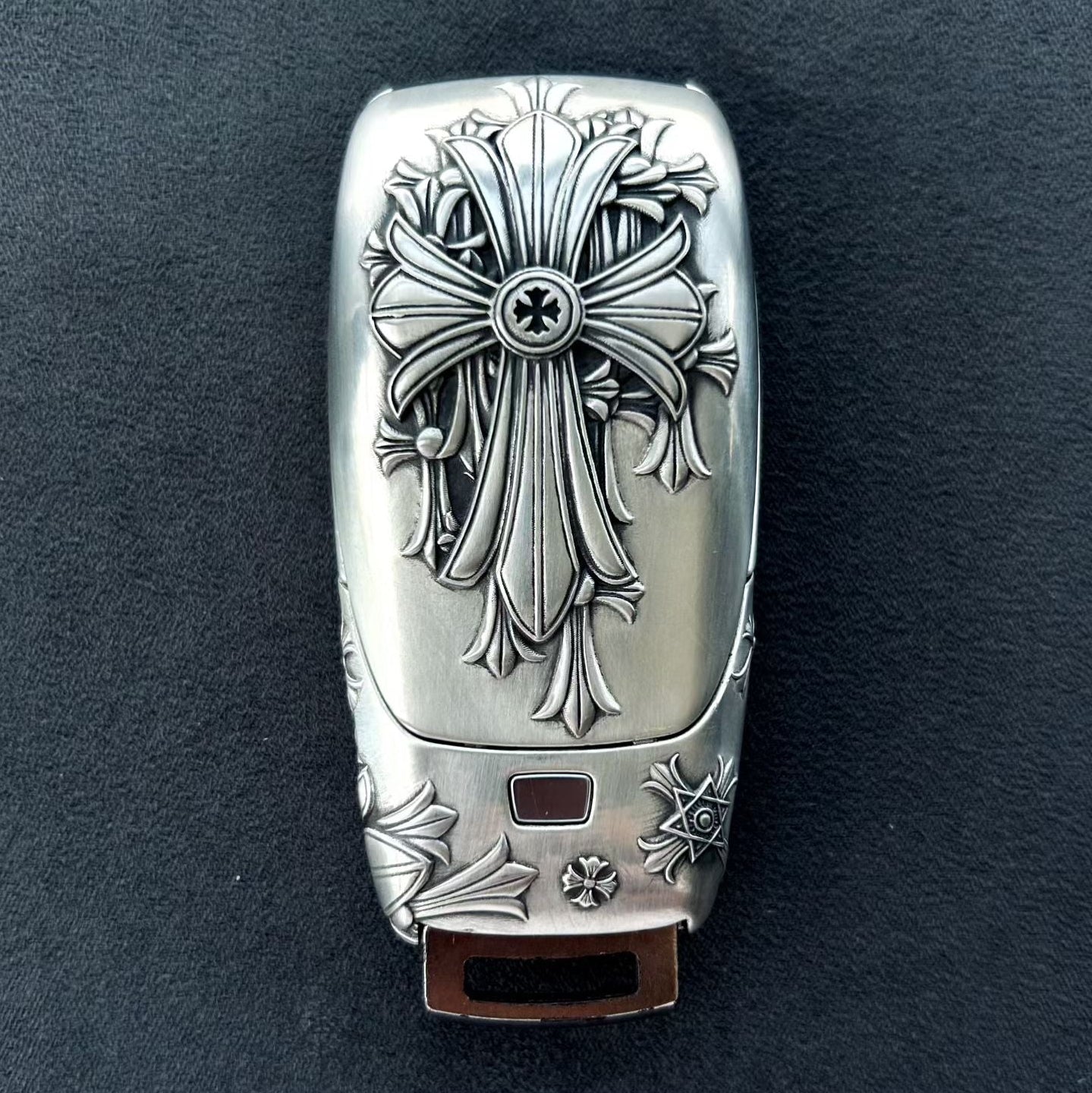 Personalized Mercedes Slim Rectangle Key Case, back three-quarter view