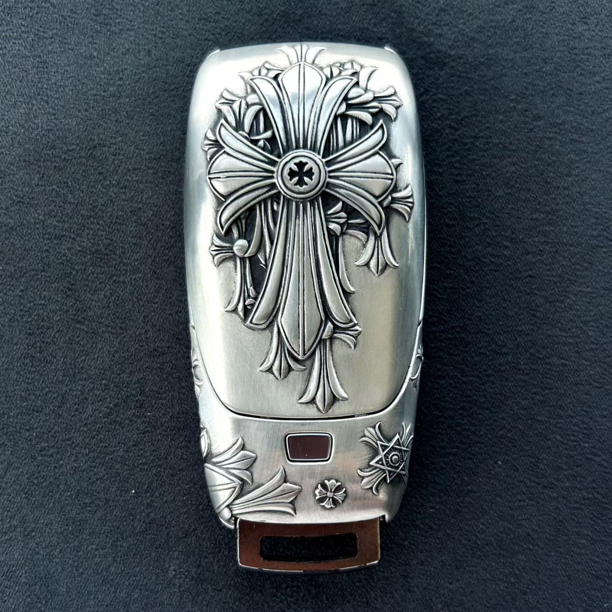 Personalized Mercedes Slim Rectangle Key Case, back three-quarter view