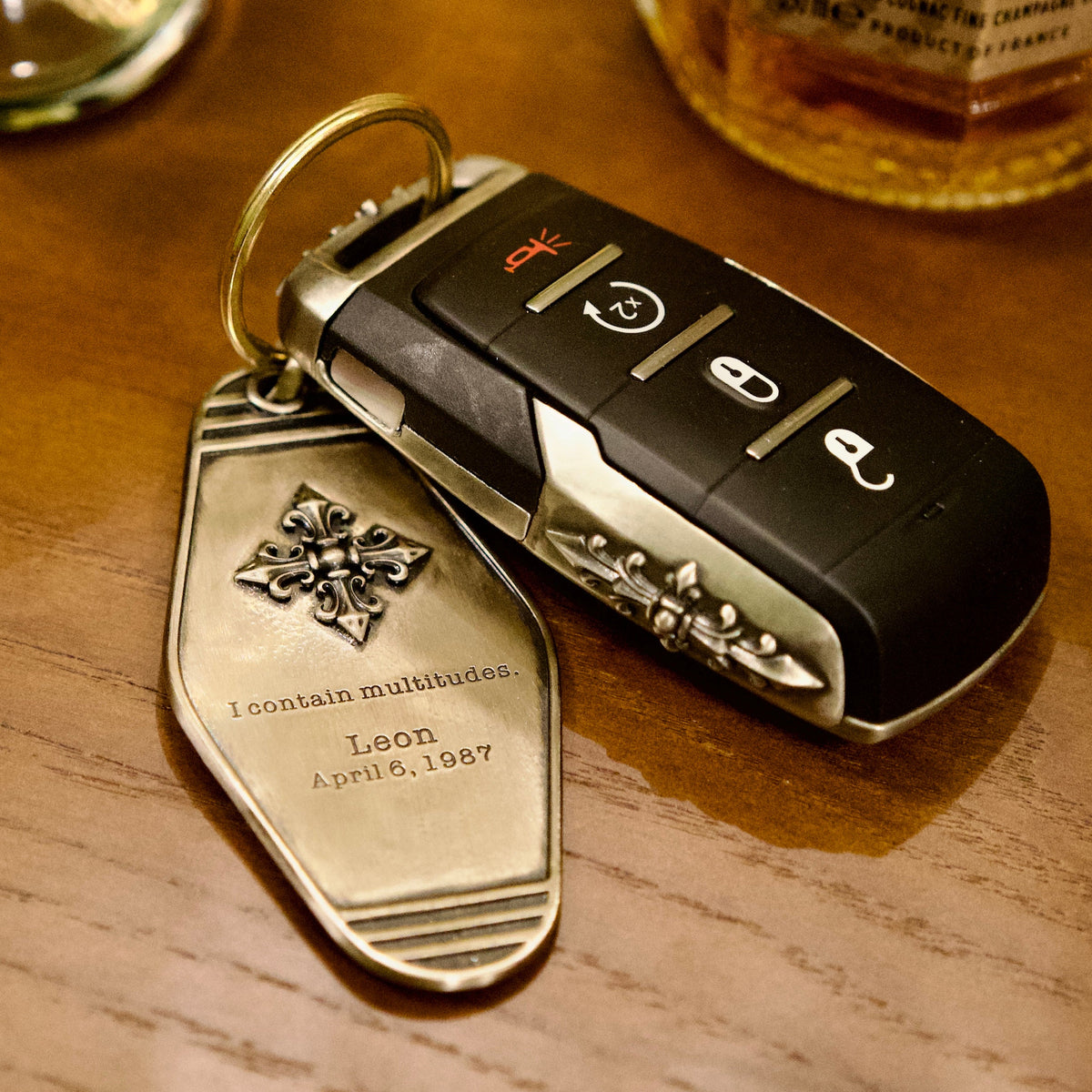 RAM TRX Silver Key Case, back engraving detail