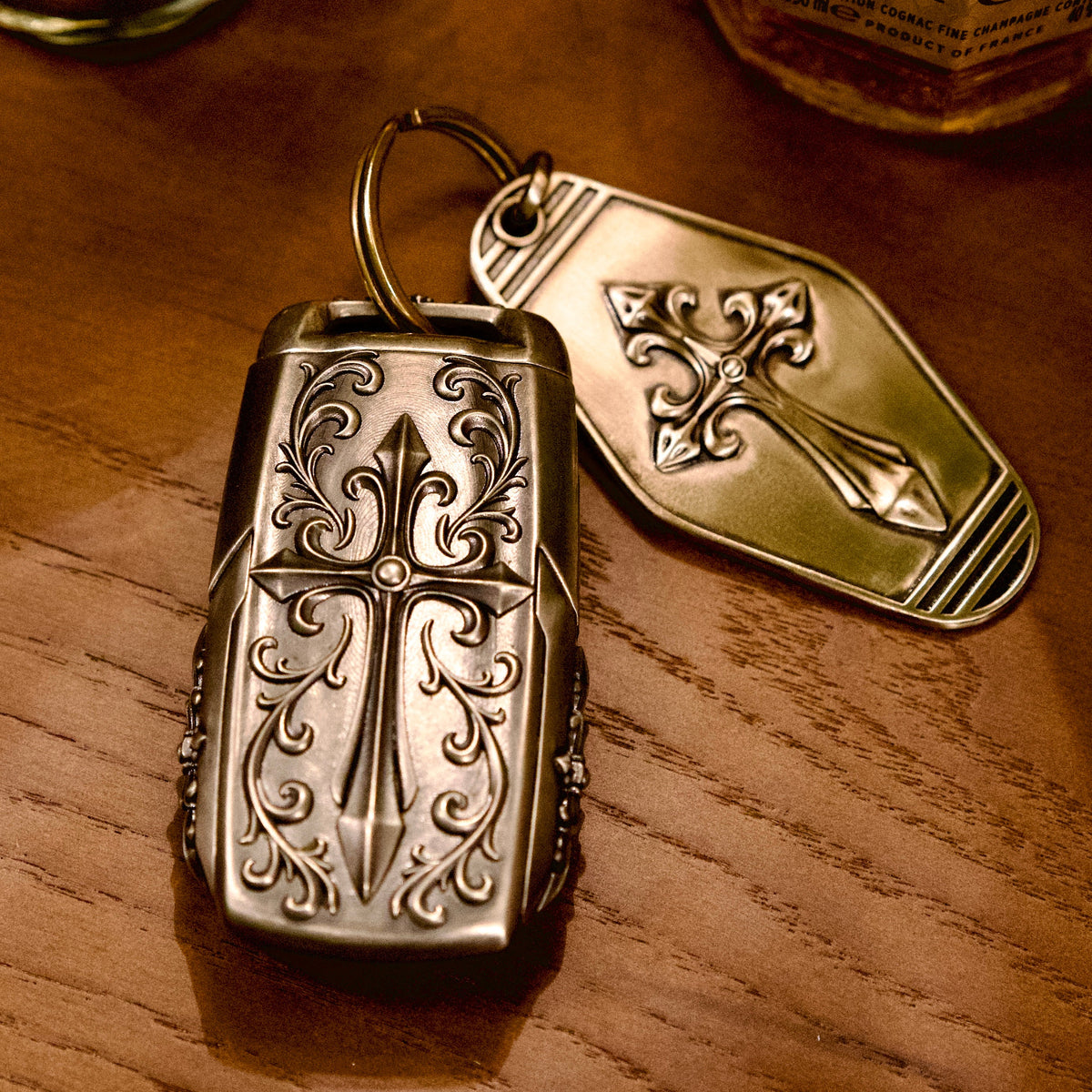 RAM TRX Silver Key Case, front engraving detail