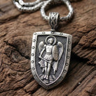 Saint Michael 925 Silver Shield Pendant, dimensions view