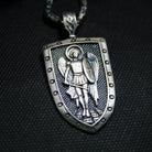 Saint Michael 925 Silver Shield Pendant, front view