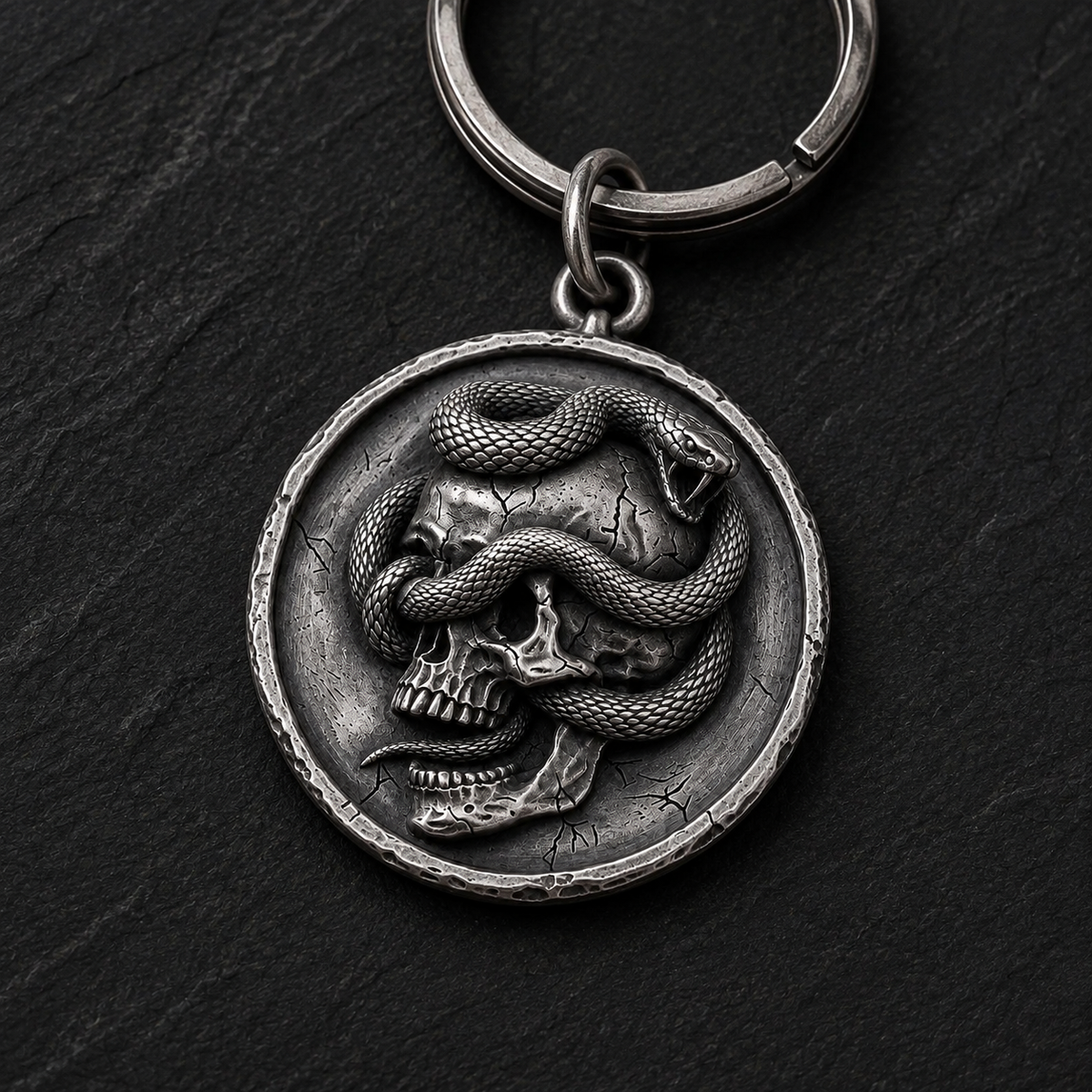 Serpent Skull Medallion Pendant, alternate front view