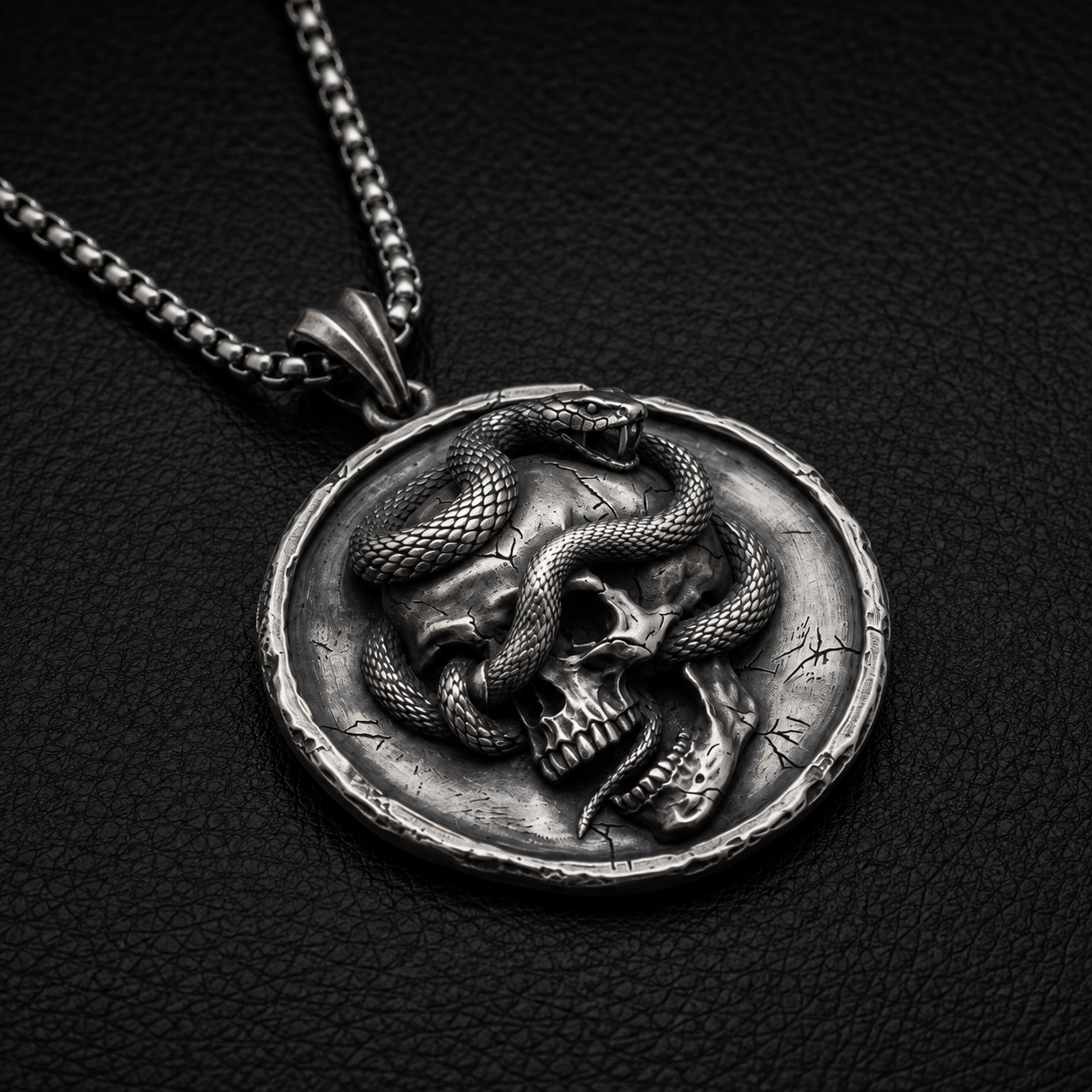 Serpent Skull Medallion Pendant, side profile