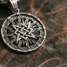 Slavic Sun Wheel 925 Silver Pendant, side profile