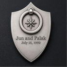 Handcrafted silver keychain, close-up detail