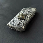 Back view showing continuous floral scrollwork pattern on 925 Sterling Silver