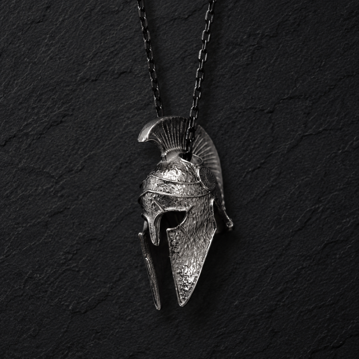 Spartan Helmet Talisman Pendant, close-up detail