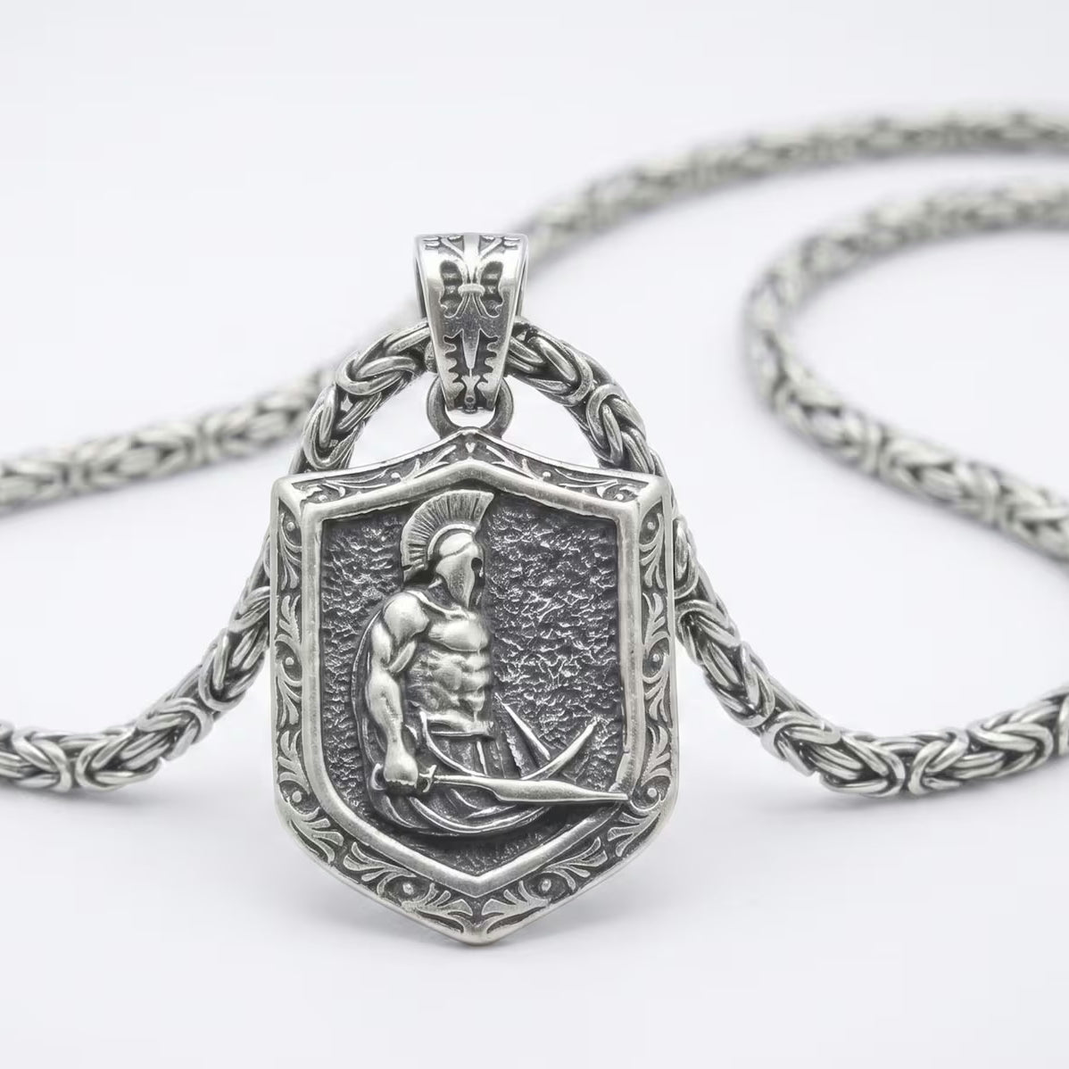 Spartan Shield & Sword Pendant, alternate front view