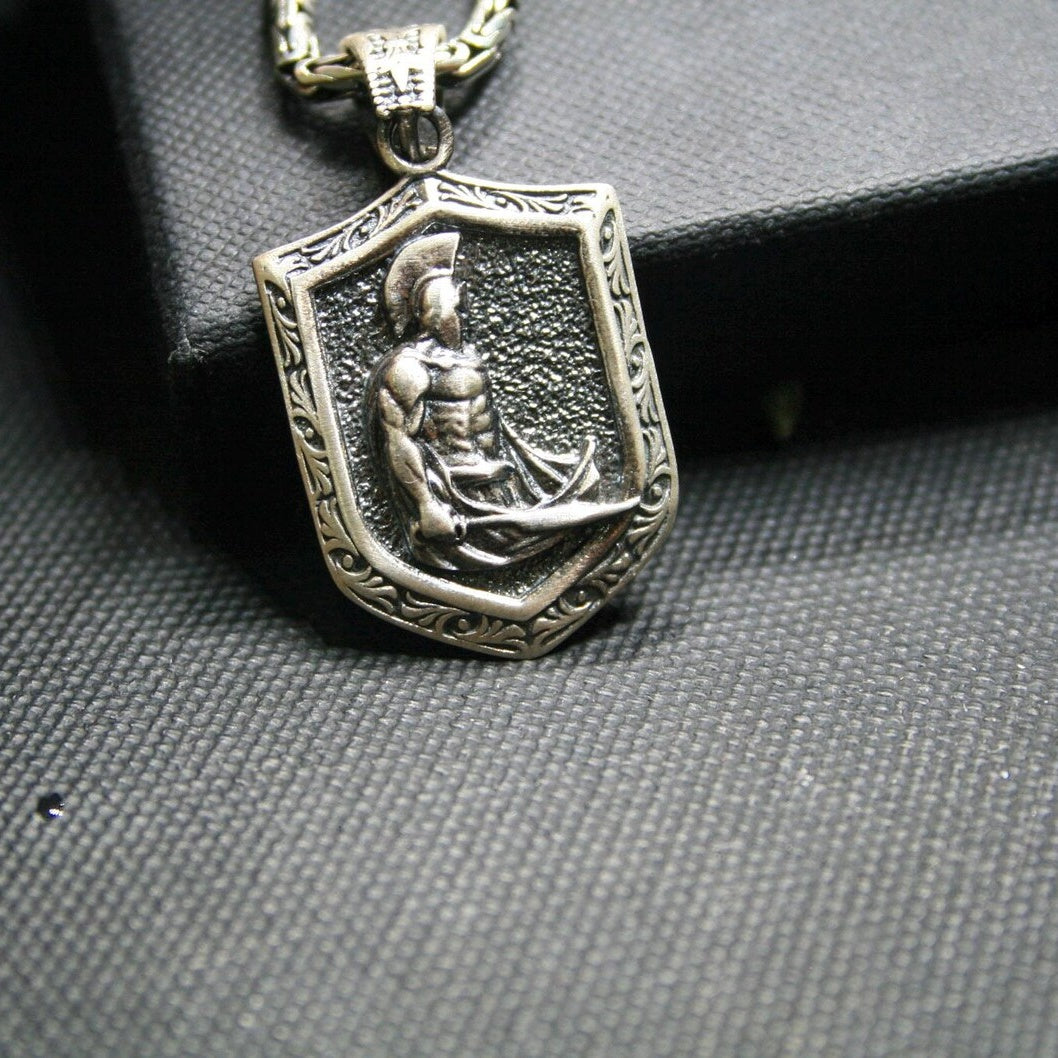 Spartan Shield & Sword Pendant, back or personalization view