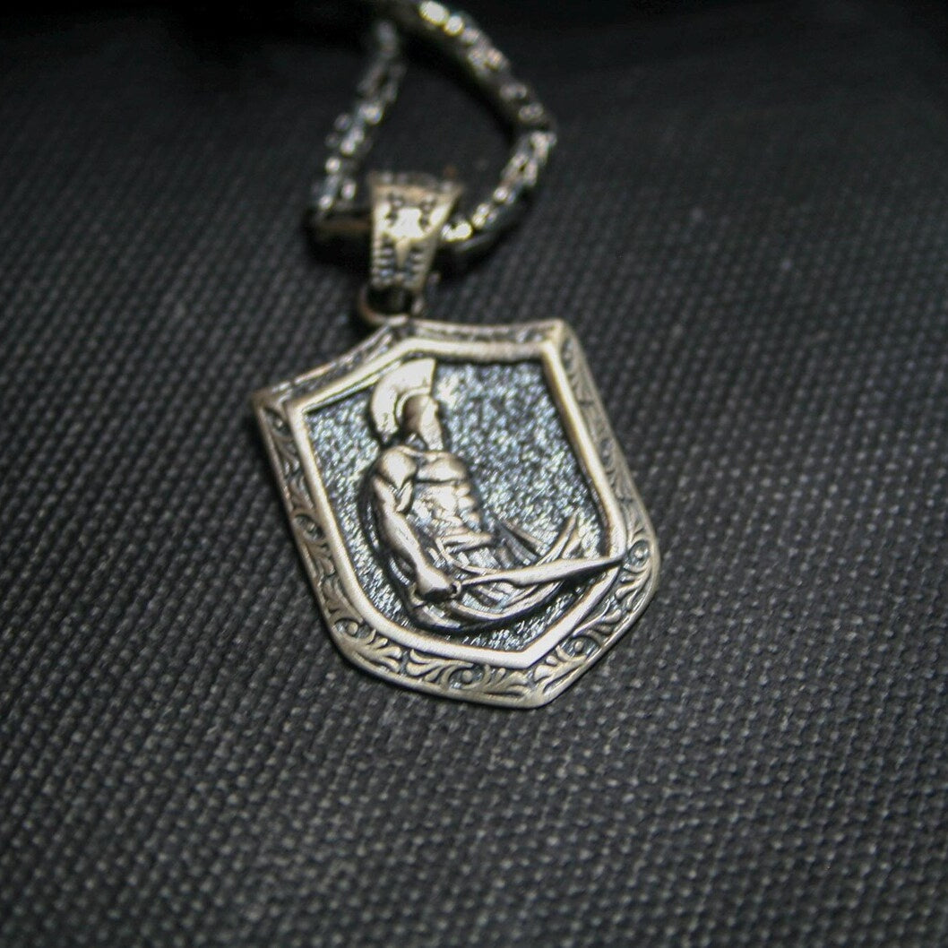 Spartan Shield & Sword Pendant, side profile