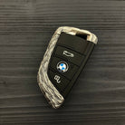 Back view showing continuous feather texture pattern on 925 Sterling Silver BMW key case