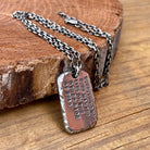 Engraved Men's 925 Silver I.D. Tag Necklace, personalized back example