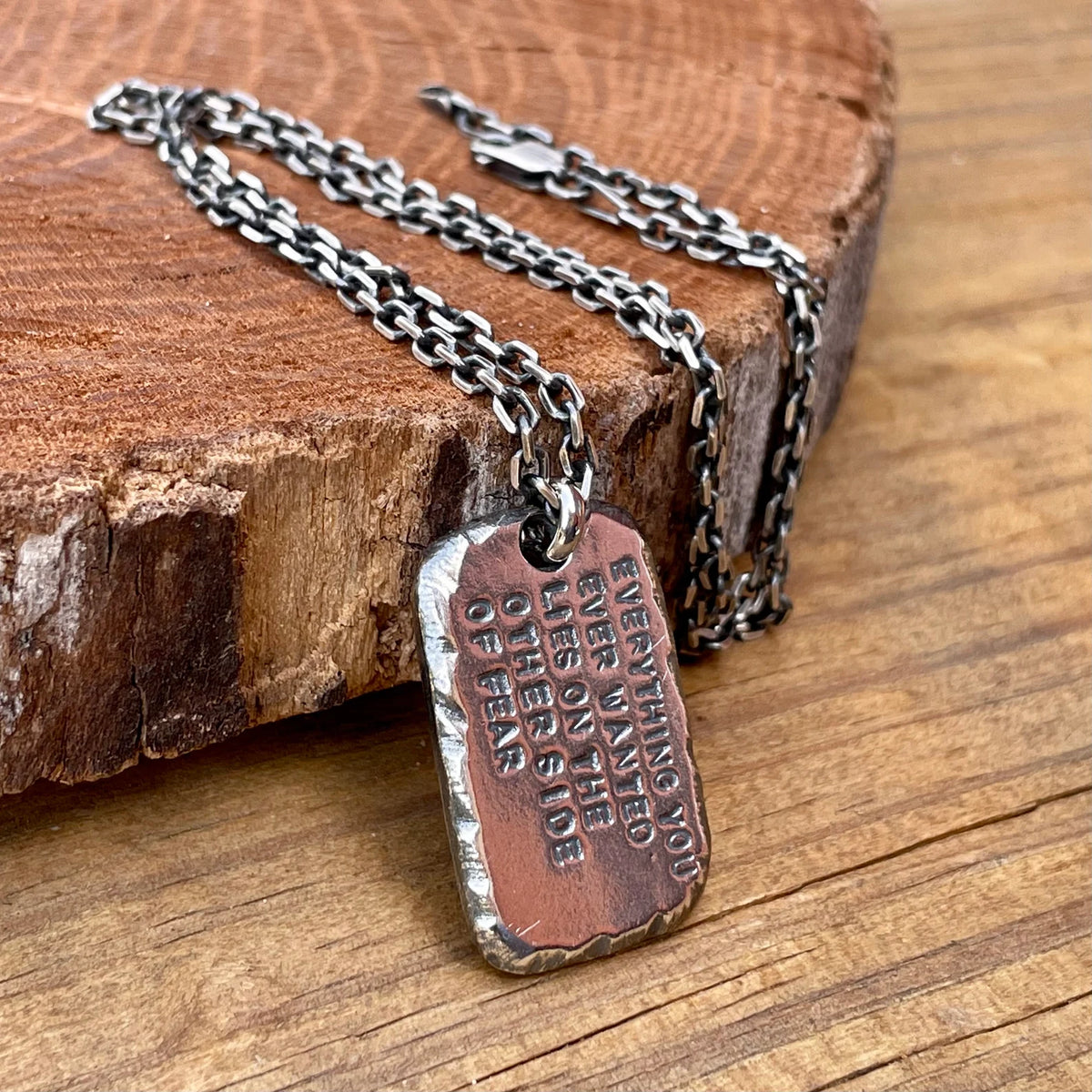 Engraved Men's 925 Silver I.D. Tag Necklace, personalized back example