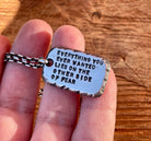 Engraved Men's 925 Silver I.D. Tag Necklace, close-up detail
