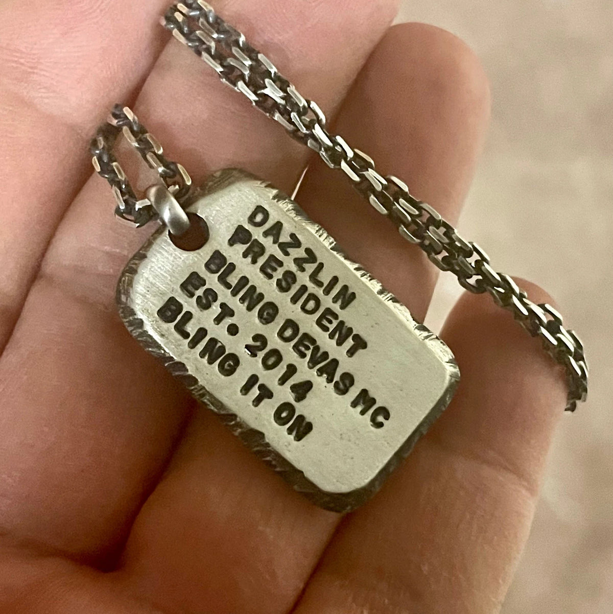 Engraved Men's 925 Silver I.D. Tag Necklace, alternate car-key pairing