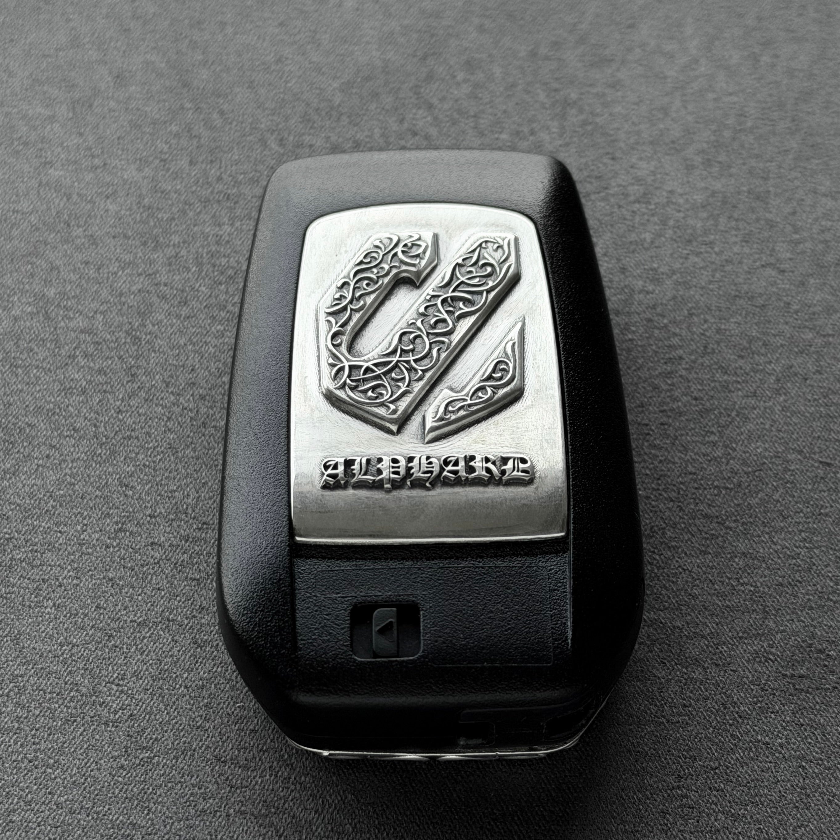 Toyota Alphard Sterling Silver Key Case, engraved edge detail