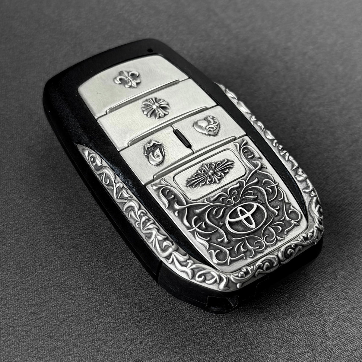 Toyota Alphard Sterling Silver Key Case, front engraving detail