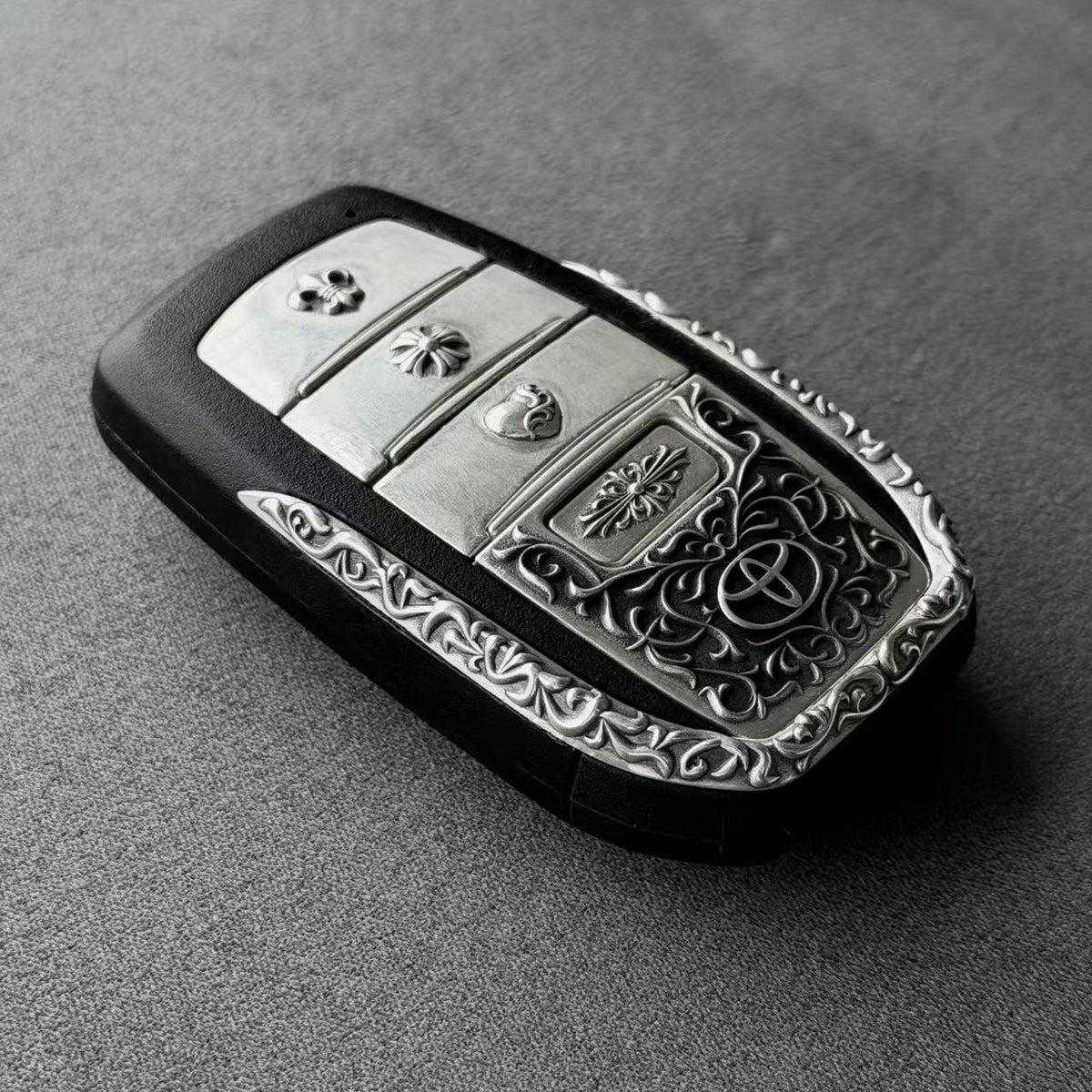 Toyota Land Cruiser LC300 Silver Key Case, back engraving detail