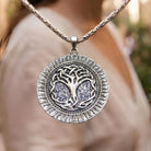 Tree of Life 925 Silver Sun Pendant, close-up detail